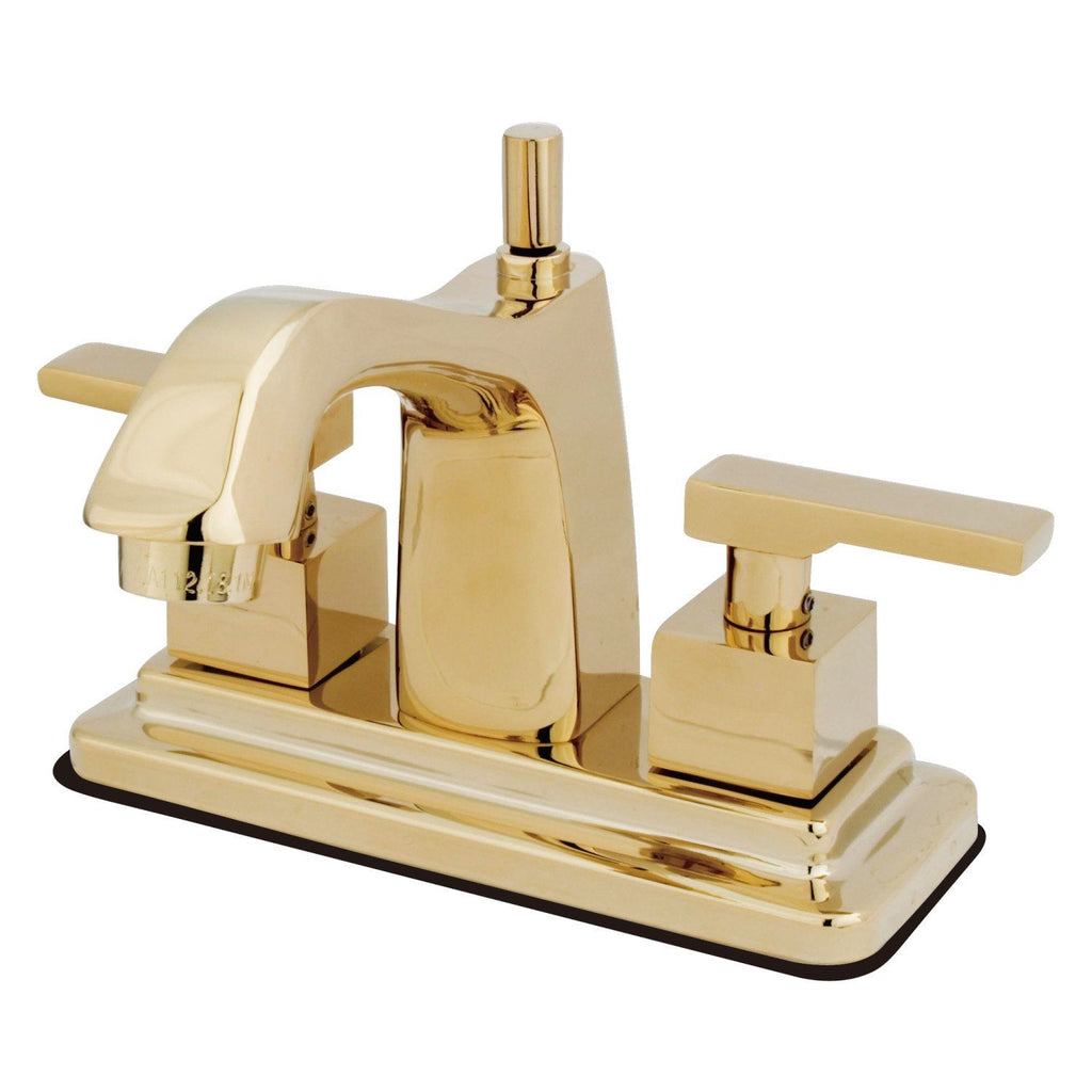 Executive Two-Handle 3-Hole Deck Mount 4" Centerset Bathroom Faucet with Brass Pop-Up