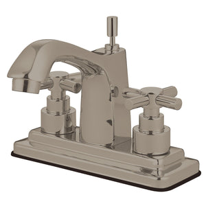 Elinvar Double-Handle 3-Hole Deck Mount 4-Inch Centerset Bathroom Faucet with Brass Pop-Up
