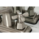 Double-Handle 3-Hole Deck Mount 4-Inch Centerset Bathroom Faucet with Brass Pop-Up