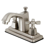 Double-Handle 3-Hole Deck Mount 4-Inch Centerset Bathroom Faucet with Brass Pop-Up