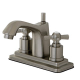 Millennium Double-Handle 3-Hole Deck Mount 4-Inch Centerset Bathroom Faucet with Brass Pop-Up