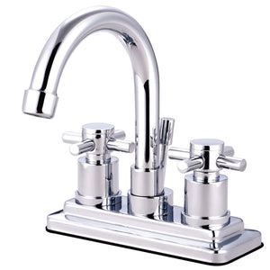 Concord Two-Handle 3-Hole Deck Mount 4" Centerset Bathroom Faucet with Brass Pop-Up