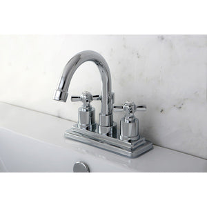 Millennium Double-Handle 3-Hole Deck Mount 4-Inch Centerset Bathroom Faucet with Brass Pop-Up