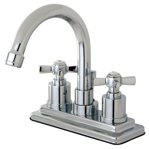 Millennium Double-Handle 3-Hole Deck Mount 4-Inch Centerset Bathroom Faucet with Brass Pop-Up