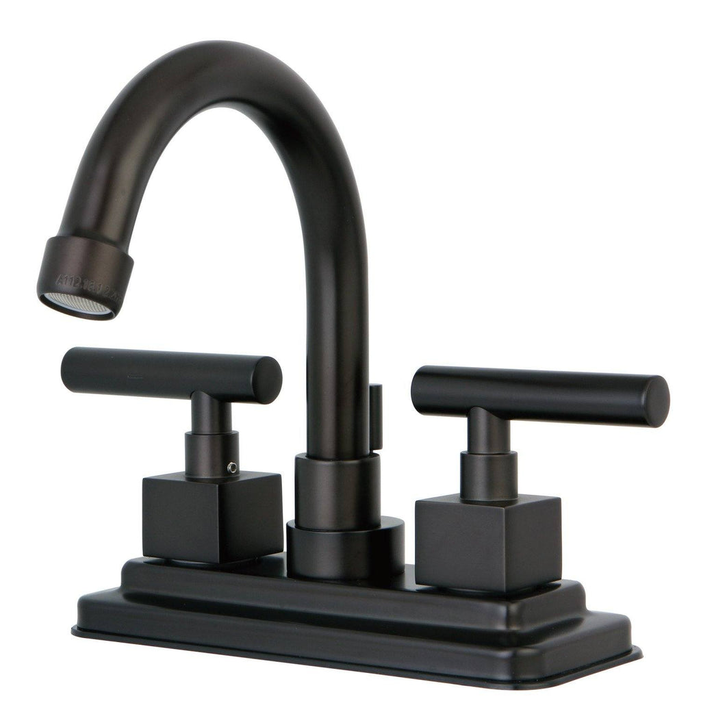 Claremont Two-Handle 3-Hole Deck Mount 4" Centerset Bathroom Faucet with Brass Pop-Up