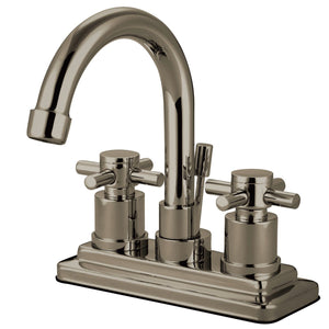 Concord Two-Handle 3-Hole Deck Mount 4" Centerset Bathroom Faucet with Brass Pop-Up