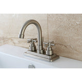 Elinvar Double-Handle 3-Hole Deck Mount 4-Inch Centerset Bathroom Faucet with Brass Pop-Up
