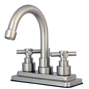Elinvar Double-Handle 3-Hole Deck Mount 4-Inch Centerset Bathroom Faucet with Brass Pop-Up