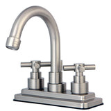 Elinvar Double-Handle 3-Hole Deck Mount 4-Inch Centerset Bathroom Faucet with Brass Pop-Up