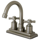 Millennium Double-Handle 3-Hole Deck Mount 4-Inch Centerset Bathroom Faucet with Brass Pop-Up