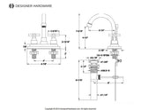 Elinvar Double-Handle 3-Hole Deck Mount 4-Inch Centerset Bathroom Faucet with Brass Pop-Up