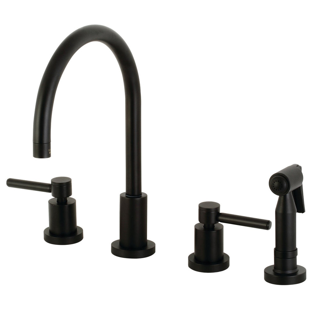 Concord Two-Handle 4-Hole Deck Mount Widespread Kitchen Faucet with Brass Sprayer