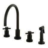 Concord Two-Handle 4-Hole Deck Mount Widespread Kitchen Faucet with Brass Sprayer