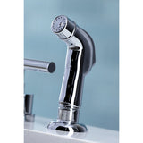 Manhattan Two-Handle 4-Hole Deck Mount Widespread Kitchen Faucet with Plastic Sprayer