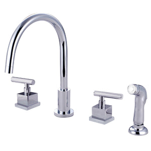 Claremont Two-Handle 4-Hole Deck Mount Widespread Kitchen Faucet with Plastic Sprayer