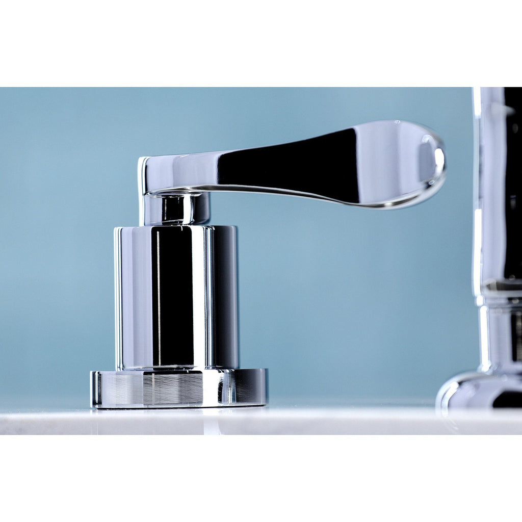 Two-Handle 4-Hole Deck Mount Widespread Kitchen Faucet with Plastic Sprayer