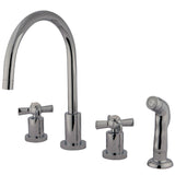 Millennium Two-Handle 4-Hole Deck Mount Widespread Kitchen Faucet with Plastic Sprayer