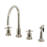 Concord Two-Handle 4-Hole Deck Mount Widespread Kitchen Faucet with Brass Sprayer