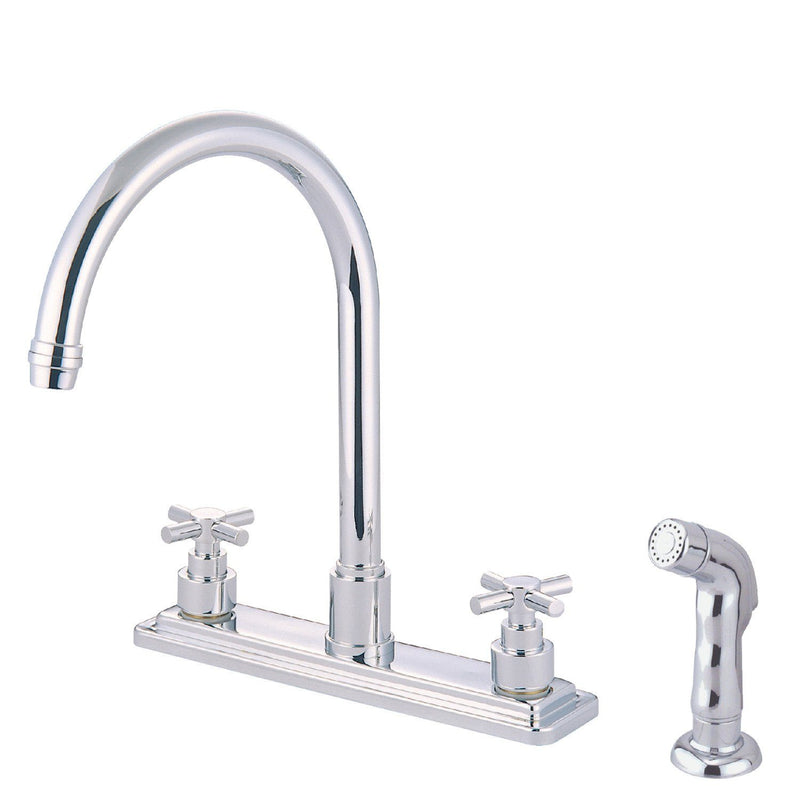Two-Handle 4-Hole 8" Centerset Kitchen Faucet with Side Sprayer