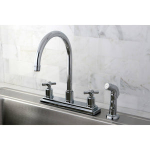 Millennium Two-Handle 4-Hole Deck Mount 8" Centerset Kitchen Faucet with Side Sprayer