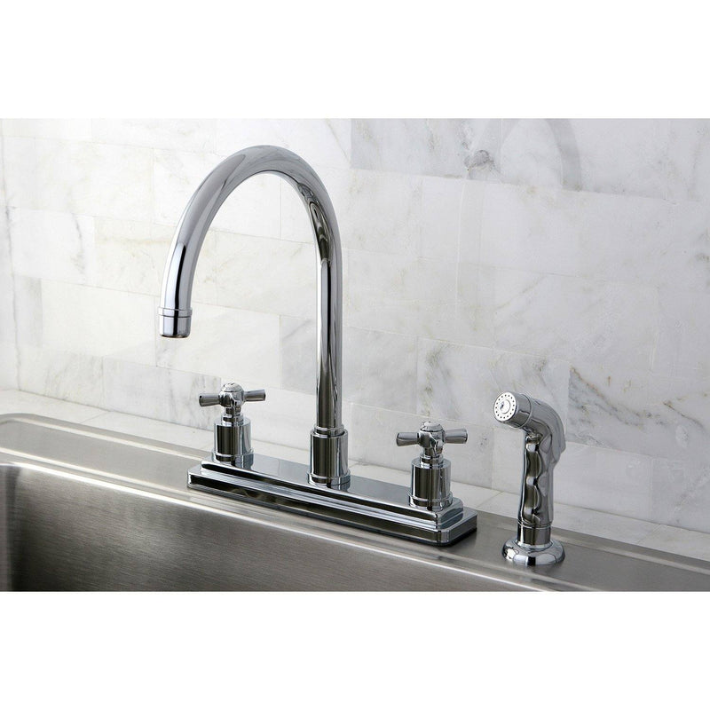 Millennium Two-Handle 4-Hole 8" Centerset Kitchen Faucet with Side Sprayer