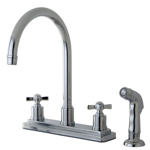 Millennium Two-Handle 4-Hole Deck Mount 8" Centerset Kitchen Faucet with Side Sprayer