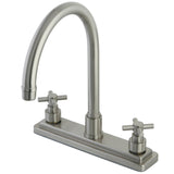 Two-Handle 1-or-3 Hole Deck Mount 8" Centerset Kitchen Faucet