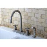 Millennium Two-Handle 4-Hole Deck Mount 8" Centerset Kitchen Faucet with Side Sprayer