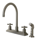 Millennium Two-Handle 4-Hole Deck Mount 8" Centerset Kitchen Faucet with Side Sprayer