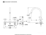 Concord Two-Handle 4-Hole Deck Mount 8" Centerset Kitchen Faucet with Side Sprayer