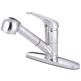 Single-Handle 1-or-3 Hole Deck Mount Pull-Out Sprayer Kitchen Faucet