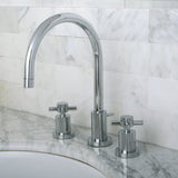 Concord Two-Handle 3-Hole Deck Mount Widespread Bathroom Faucet with Brass Pop-Up Drain