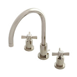 Millennium Two-Handle 3-Hole Deck Mount Widespread Bathroom Faucet with Brass Pop-Up