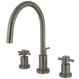 Concord Two-Handle 3-Hole Deck Mount Widespread Bathroom Faucet with Brass Pop-Up Drain