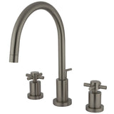 Concord Two-Handle 3-Hole Deck Mount Widespread Bathroom Faucet with Brass Pop-Up