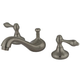 Two-Handle 3-Hole Deck Mount Widespread Bathroom Faucet with Plastic Pop-Up