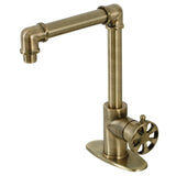 Belknap One-Handle 1-Hole Bathroom Faucet with Deck Plate and Push Pop-Up Drain