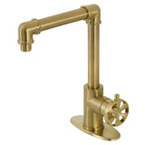 Belknap One-Handle 1-Hole Bathroom Faucet with Deck Plate and Push Pop-Up Drain