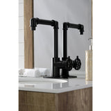 Belknap One-Handle 1-Hole Bathroom Faucet with Deck Plate and Push Pop-Up Drain
