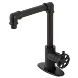 Belknap One-Handle 1-Hole Bathroom Faucet with Deck Plate and Push Pop-Up Drain