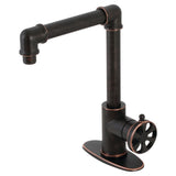 Belknap One-Handle 1-Hole Bathroom Faucet with Deck Plate and Push Pop-Up Drain