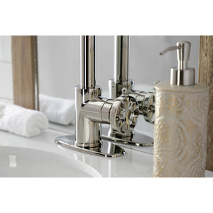 Belknap One-Handle 1-Hole Bathroom Faucet with Deck Plate and Push Pop-Up Drain