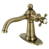 Nautical Single-Handle 1-Hole Deck Mount Bathroom Faucet with Push Pop-Up and Deck Plate