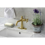 Nautical One-Handle 1-Hole Bathroom Faucet with Deck Plate and Push Pop-Up Drain