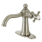 Nautical One-Handle 1-Hole Bathroom Faucet with Deck Plate and Push Pop-Up Drain