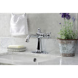 Nautical One-Handle 1-Hole Bathroom Faucet with Deck Plate and Push Pop-Up Drain
