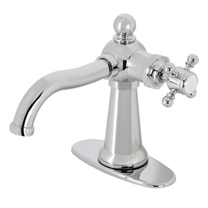 Nautical Single-Handle 1-Hole Deck Mount Bathroom Faucet with Push Pop-Up and Deck Plate