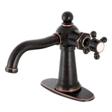 Nautical One-Handle 1-Hole Bathroom Faucet with Deck Plate and Push Pop-Up Drain