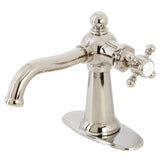 Nautical One-Handle 1-Hole Bathroom Faucet with Deck Plate and Push Pop-Up Drain
