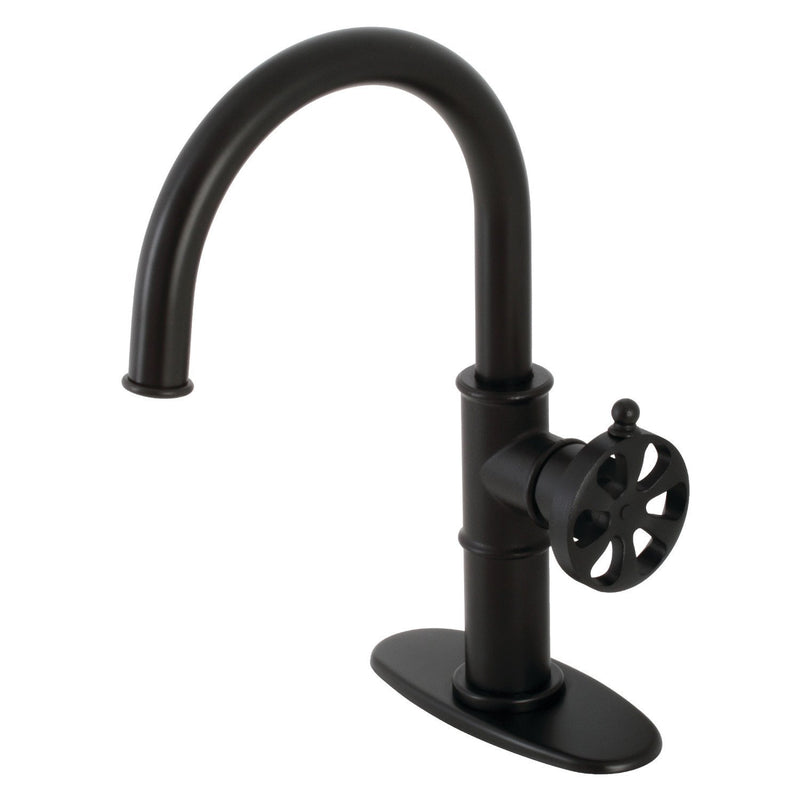 Belknap One-Handle 1-Hole Bathroom Faucet with Deck Plate and Push Pop-Up Drain